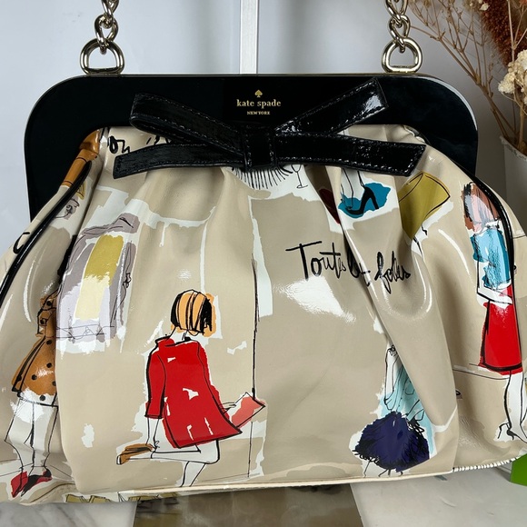 Kate Spade RARE‎ Garance Doré Collection Clutch Hand Shoulder Bag Kisslock Uniqu - Picture 6 of 15